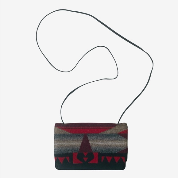 Pendleton Wool Crossbody Wallet Aztec Leather Bag Iphone case - Picture 1 of 12